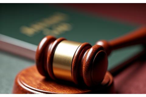 A gavel on a judge's bench. 
